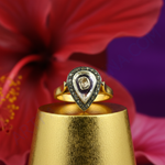 Load image into Gallery viewer, gold plating Ring with Diamond Halo | Women&#39;s Pear-Shaped Ring
