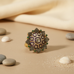 Load image into Gallery viewer, gold plating Diamond &amp; Emerald Cocktail Ring | Women's Luxury Jewelry
