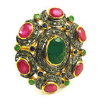 Load image into Gallery viewer, Ruby Emerald Diamond Ring - Gemstone Jewelry for Women
