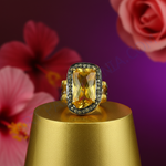 Load image into Gallery viewer, Yellow Stone Cocktail Ring | Gold Plated Silver Ring for Women

