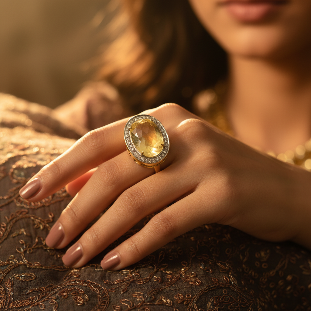 Yellow Sapphire Ring for Women | Gold Plated Jewelry