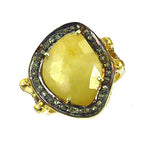 Load image into Gallery viewer, Yellow Sapphire Ring with Diamond Accents for Women | gold plating Jewelry
