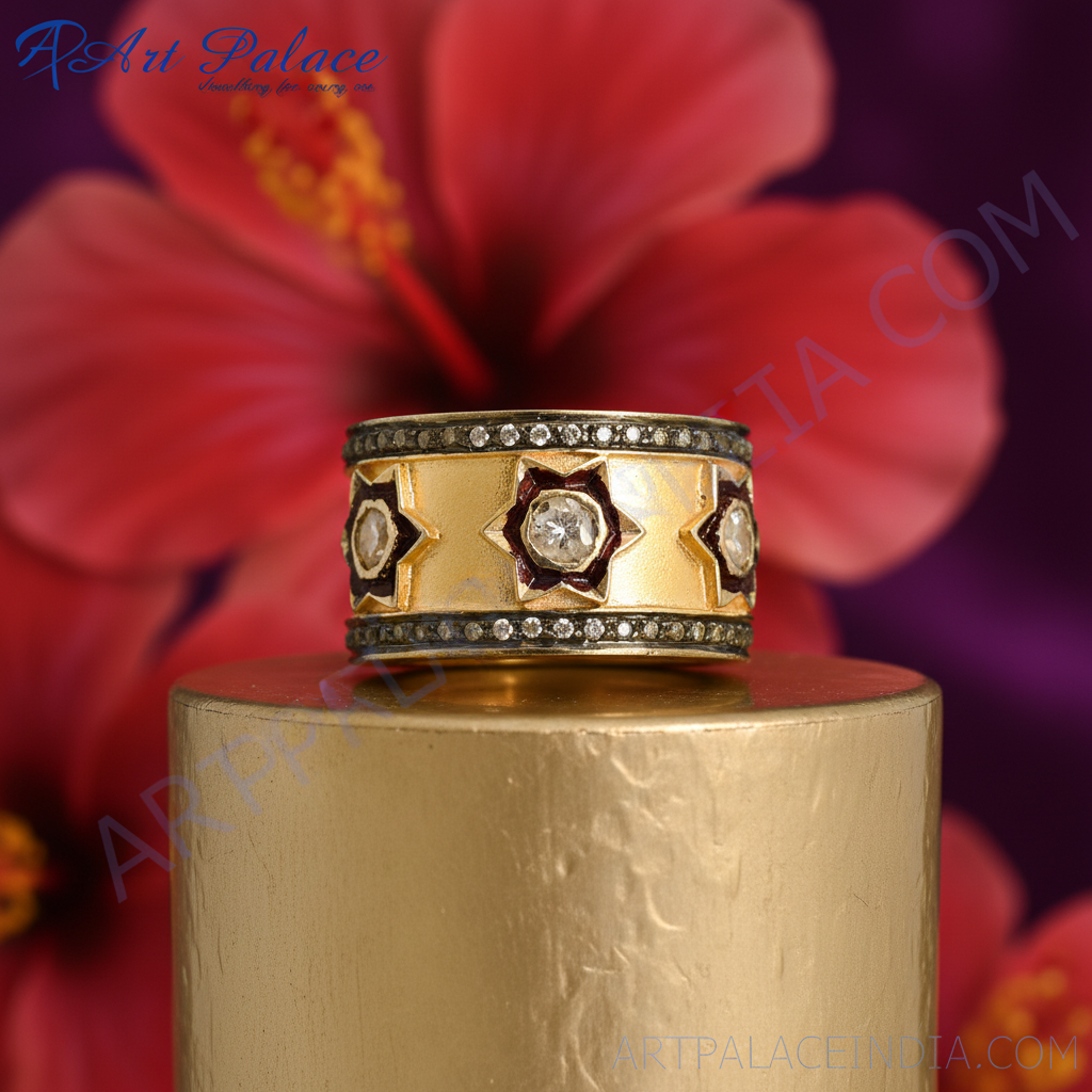 gold plating Ring with Diamond & Gemstones | Unique Jewelry