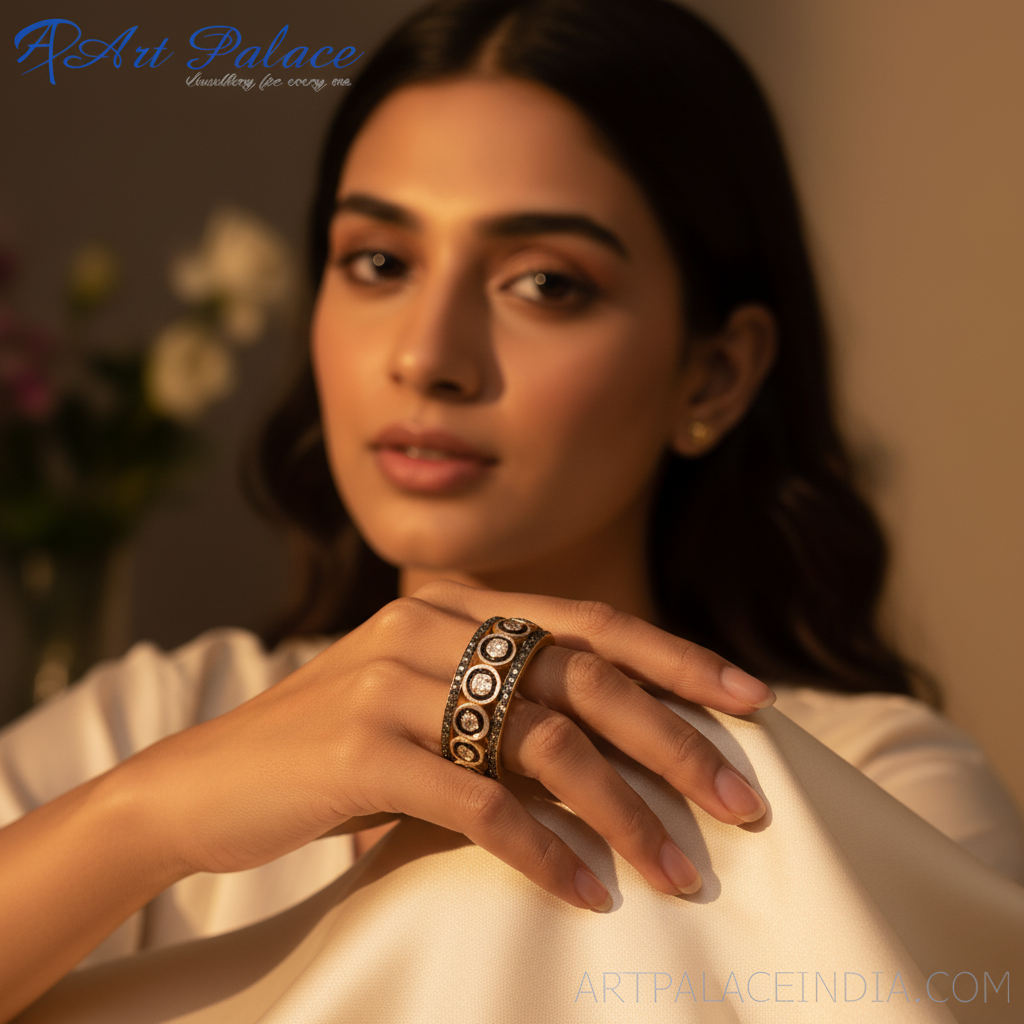 Anillo de oro con diamantes negros para mujer | Joyería de diseño