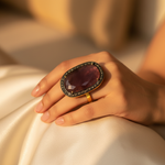 Load image into Gallery viewer, gold plating Ruby Ring with Diamonds | Luxury Women&#39;s Jewelry
