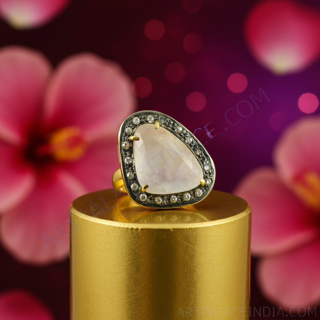 Gold plating ring with diamond & gemstone accents | women's jewelry