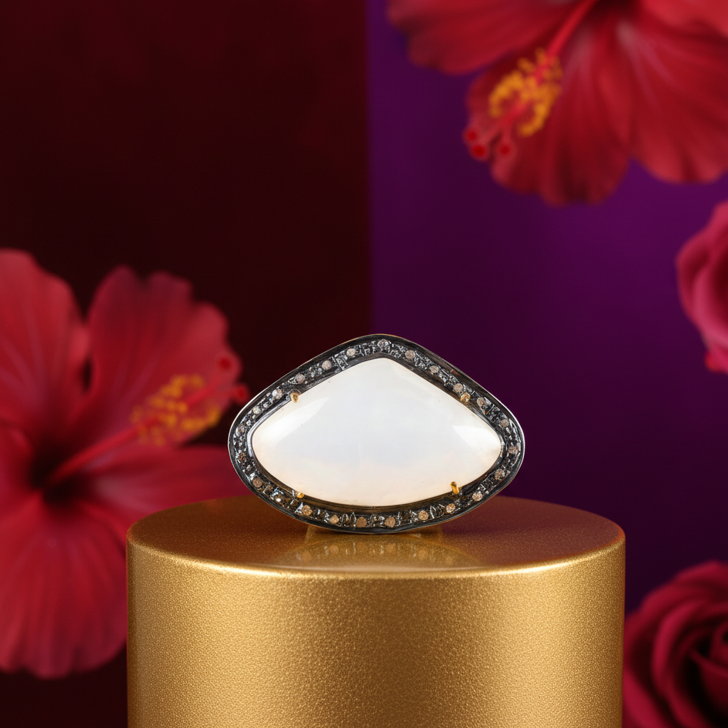 Pave Diamond & Mother of Pearl Ring | Luxury Jewelry for Women
