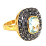 Load image into Gallery viewer, gold plating Ring with Blue Topaz Gemstone | For Women | Daily Wear
