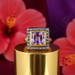 Load image into Gallery viewer, Anillo de amatista dorada | Anillo con piedra preciosa de corte cuadrado para mujer
