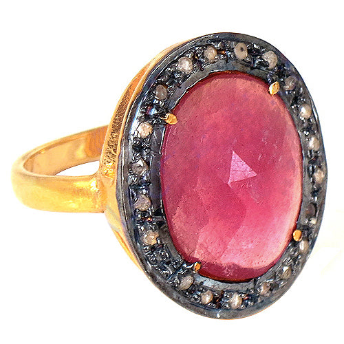 Ruby & Diamond Ring | gold plating Finish | Women's Ring