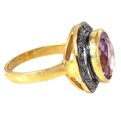 gold plating Amethyst Ring for Women | Cocktail Ring | Gift