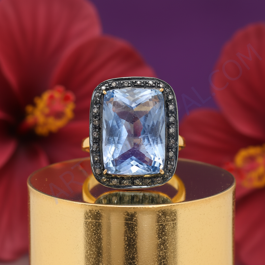Sapphire & Diamond Ring | Gold Finish | Women's Jewelry Gift