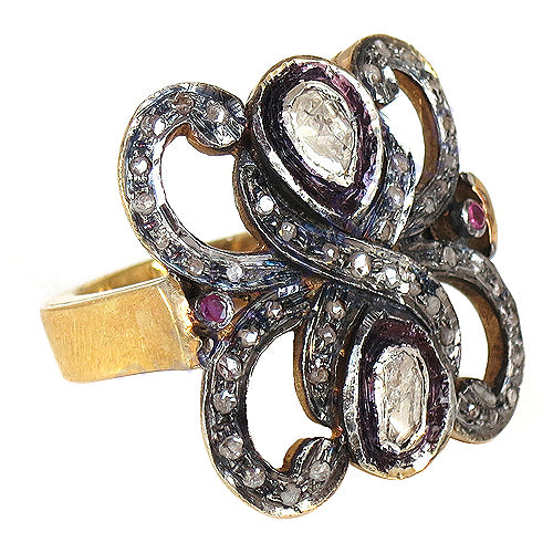 Gold plating ruby diamond ring for women | luxury jewelry