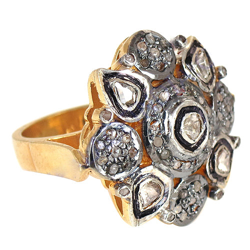 gold plating Diamond Ring for Women | Floral Design | Engagement Gift