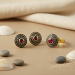 Load image into Gallery viewer, Ruby Stud Earrings &amp; Ring Set | gold plating Finish Jewelry

