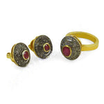 Load image into Gallery viewer, Ruby Stud Earrings &amp; Ring Set | gold plating Finish Jewelry
