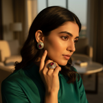 Load image into Gallery viewer, Ruby Stud Earrings &amp; Ring Set | gold plating Finish | Women's Jewelry
