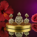 Load image into Gallery viewer, Floral Diamond Pendant Set | Antique Gold Finish Jewelry
