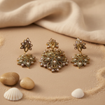 Load image into Gallery viewer, Floral Diamond Pendant Set | Antique gold plating Finish Jewelry
