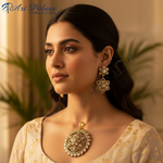 Load image into Gallery viewer, Gold Diamond Floral Pendant &amp; Earrings Set for Women | Gift Jewelry
