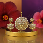 Load image into Gallery viewer, Gold Diamond Floral Pendant &amp; Earrings Set for Women | Gift Jewelry
