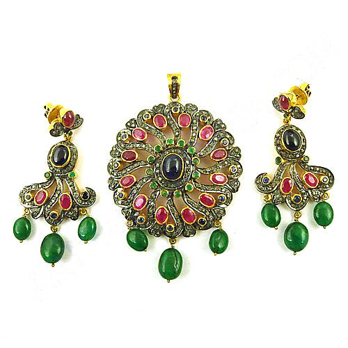Ruby & Emerald Earrings Set for Women | Luxury Jewelry