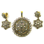 Load image into Gallery viewer, gold plating Diamond Floral Pendant Earrings Set | Women's Jewelry
