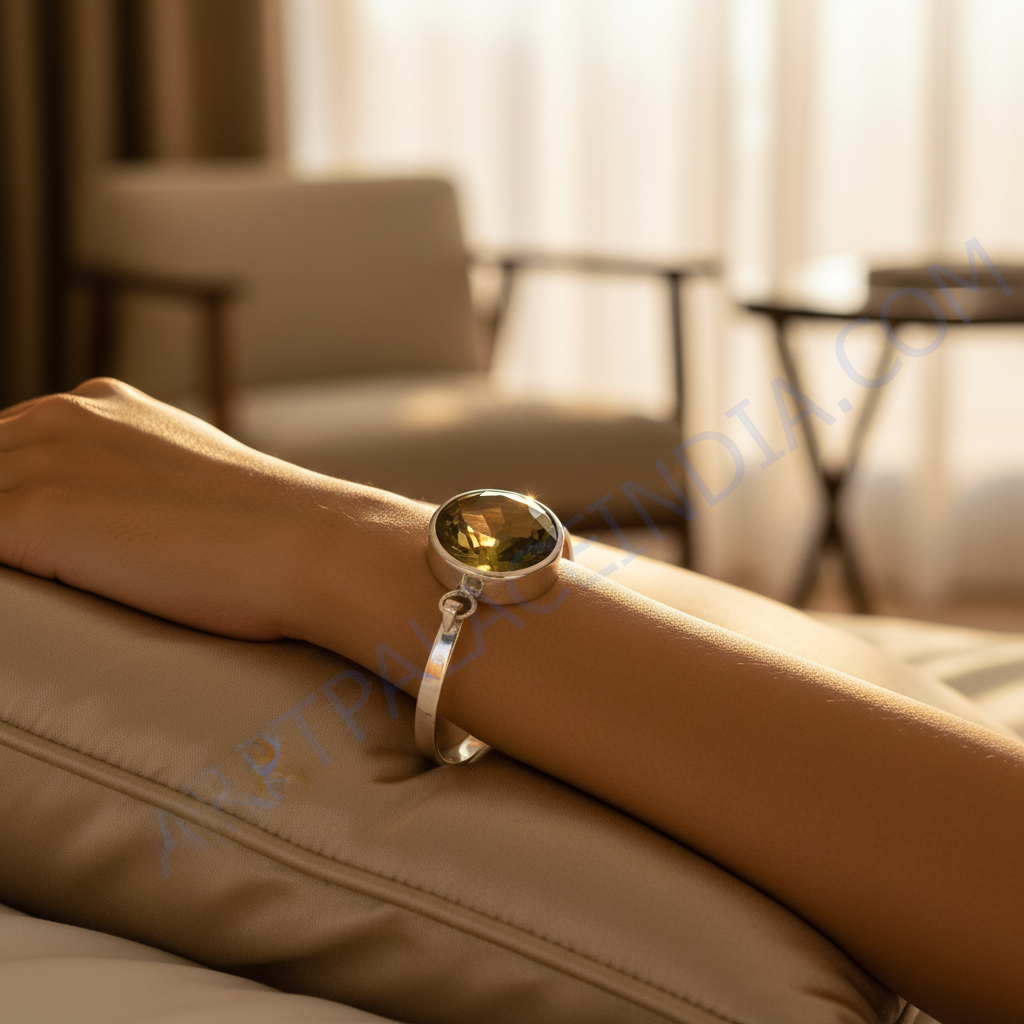 925 Silver Citrine Bangle Bracelet | Gemstone Jewelry | Gift