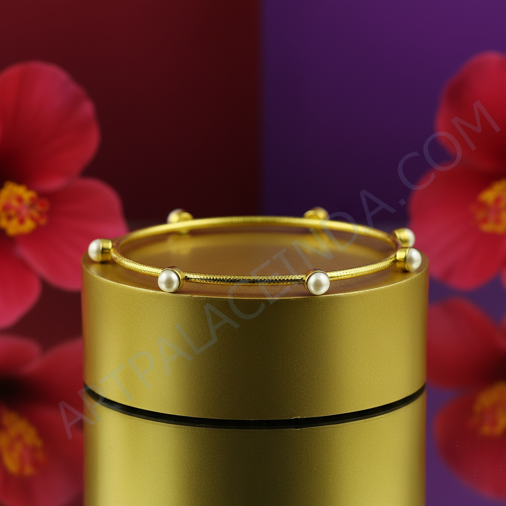 gold plating Bangle Bracelet with Pearl Accents | For Women's Jewelry