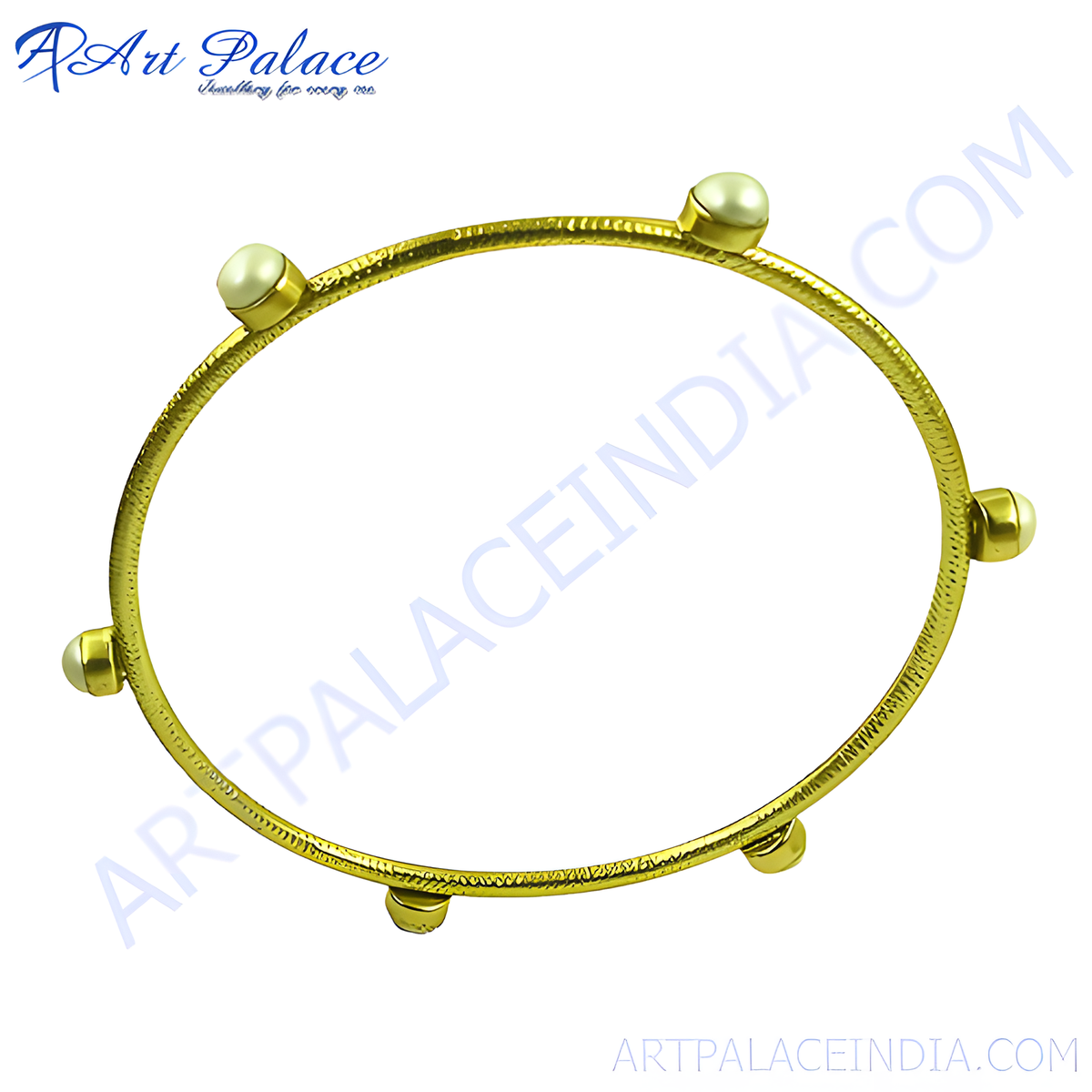 Gold plating bangle bracelet with pearl accents, a classic and elegant piece