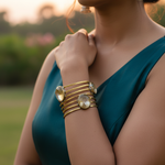 Load image into Gallery viewer, gold plating Rutilated Quartz Cuff Bracelet for Women | Statement Jewelry
