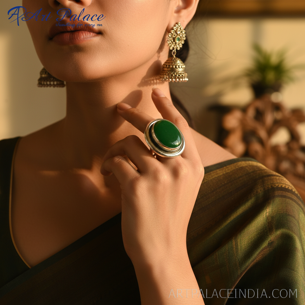 925 Silver Jade Ring for Women | Gemstone Jewelry Gift