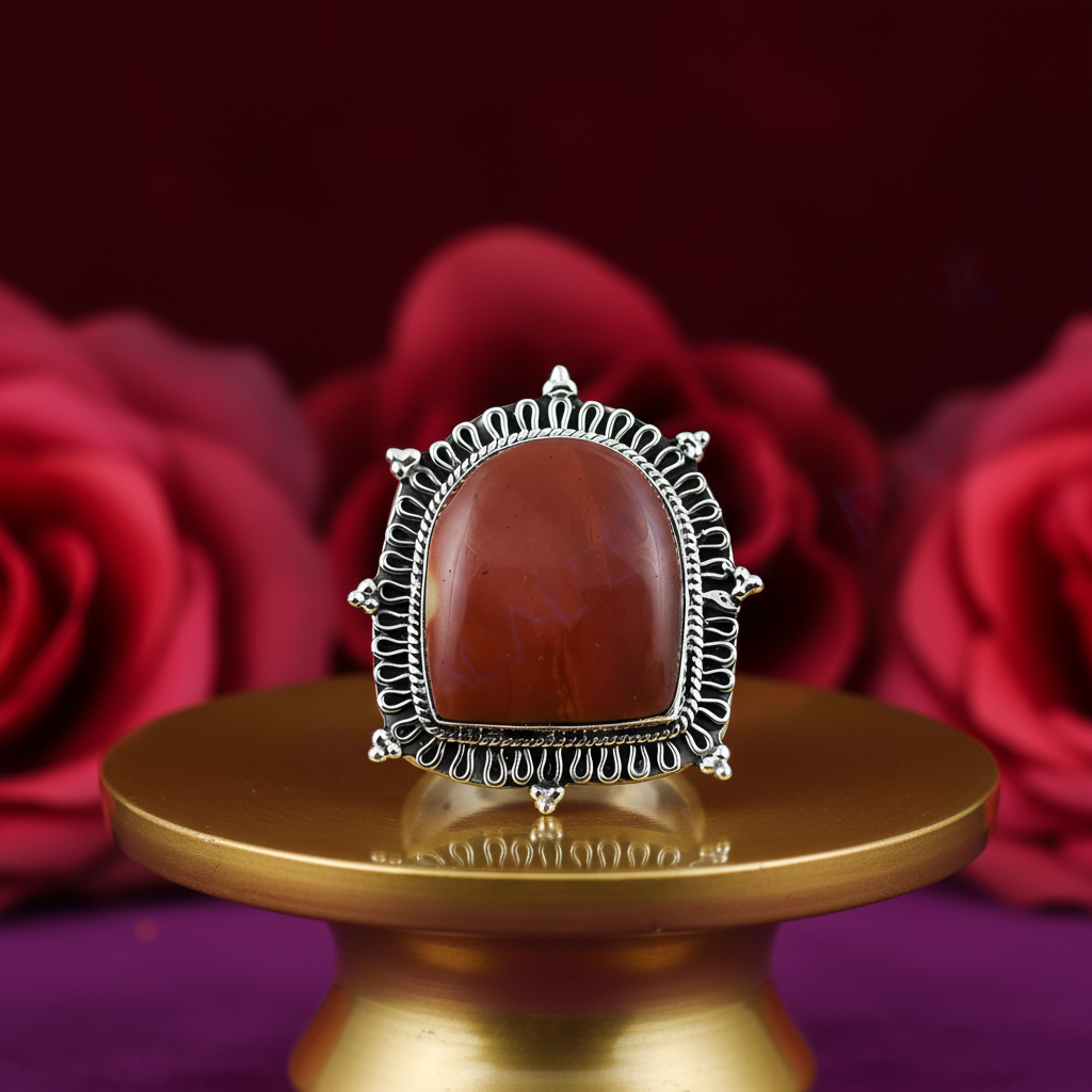925 Silver Red Jasper Ring for Women | Statement Jewelry