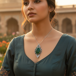 Load image into Gallery viewer, 925 Silver Green Onyx Brooch Pin for Women | Statement Jewelry
