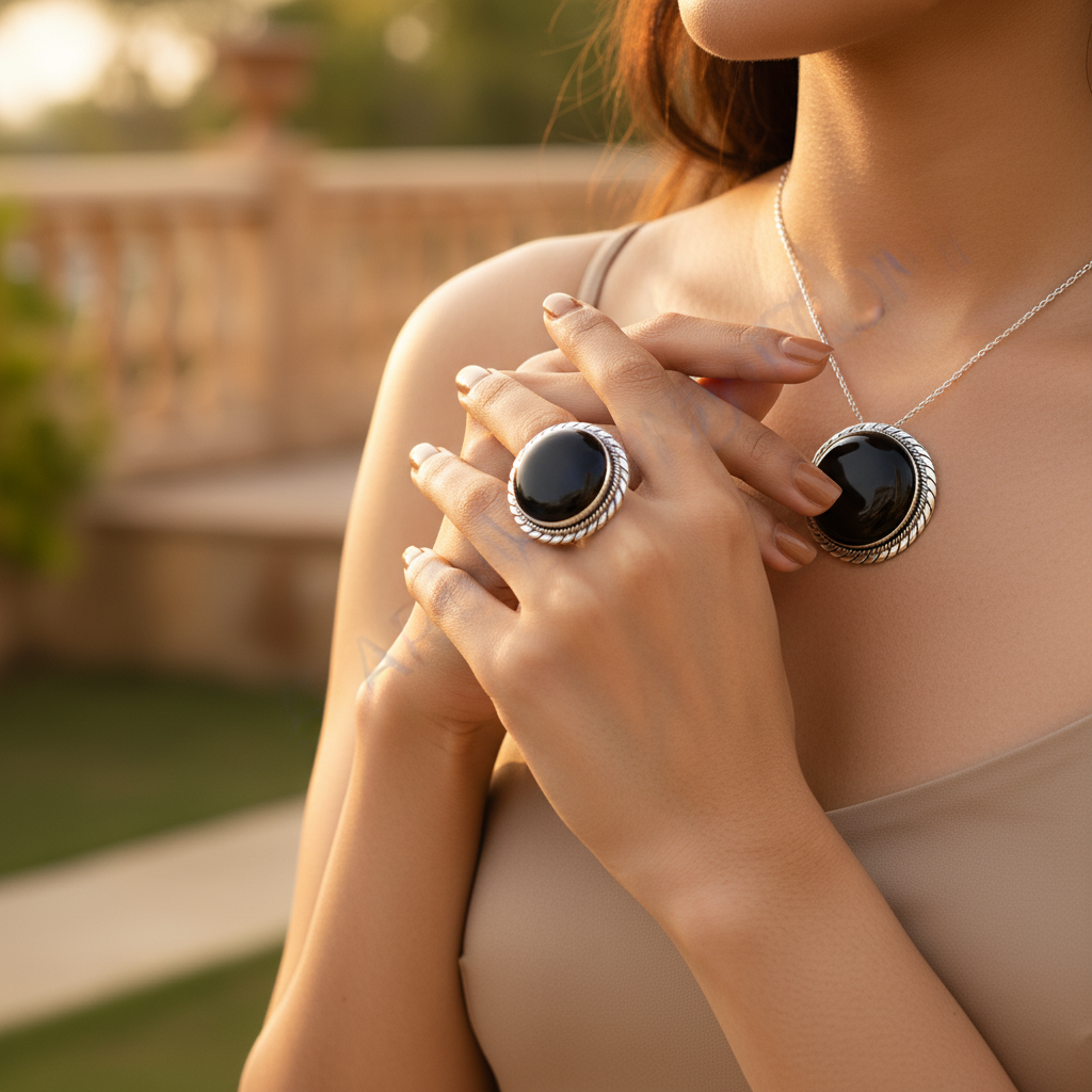 925 Silver Black Onyx Ring for Women | Statement Jewelry