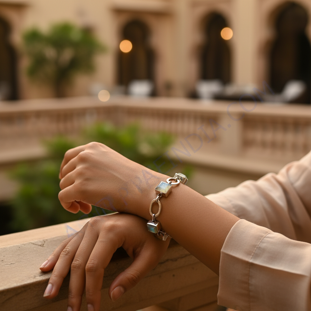 925 Silver Moonstone Bracelet for Women | Statement Jewelry
