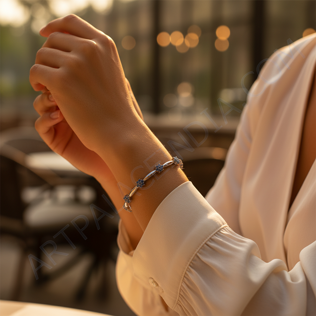 Silver Blue Gemstone Bracelet for Women | Fashion Jewelry