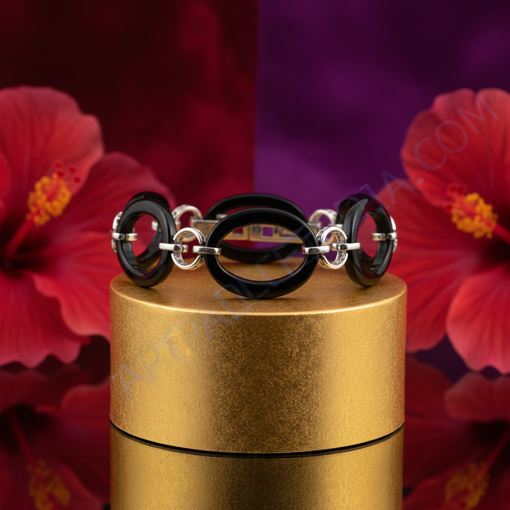 Silver and black oval link bracelet | women's fashion jewelry