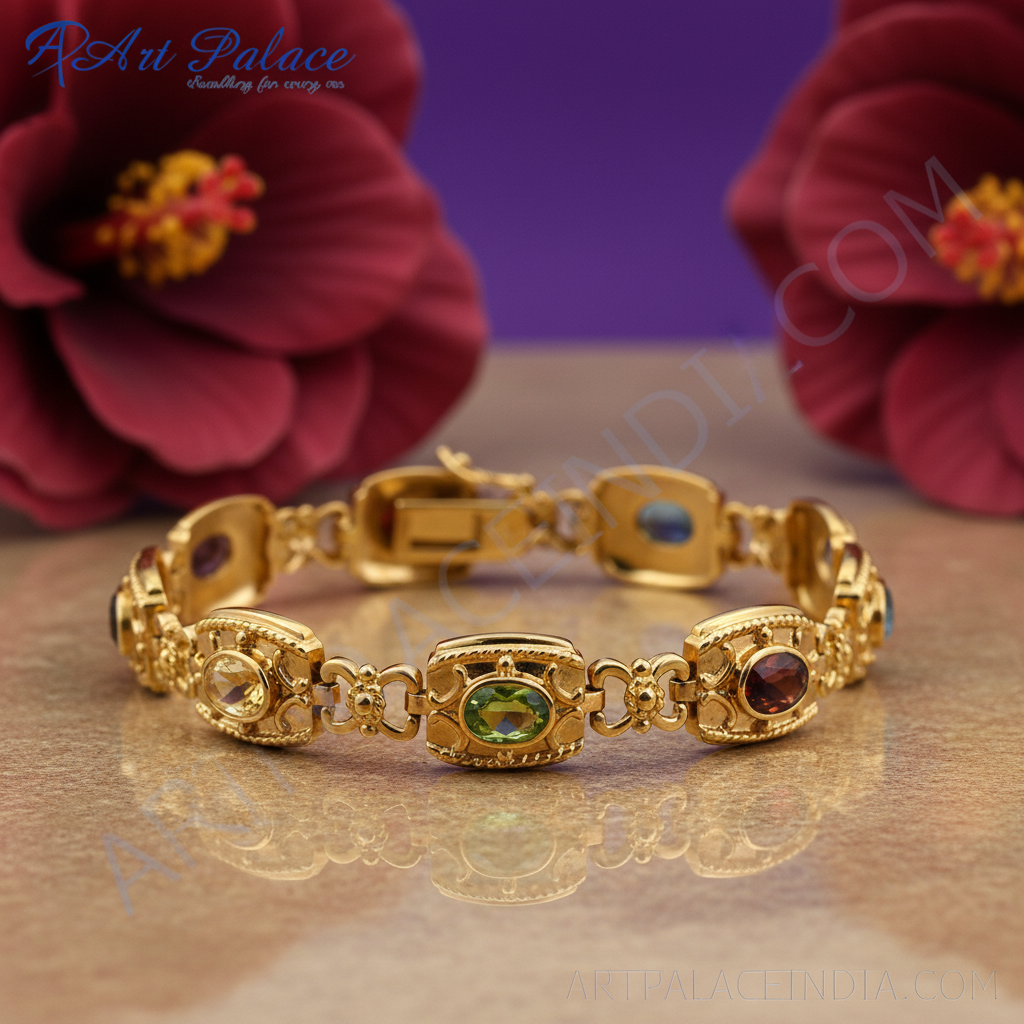 Gold plating gemstone bracelet for women | luxury jewelry