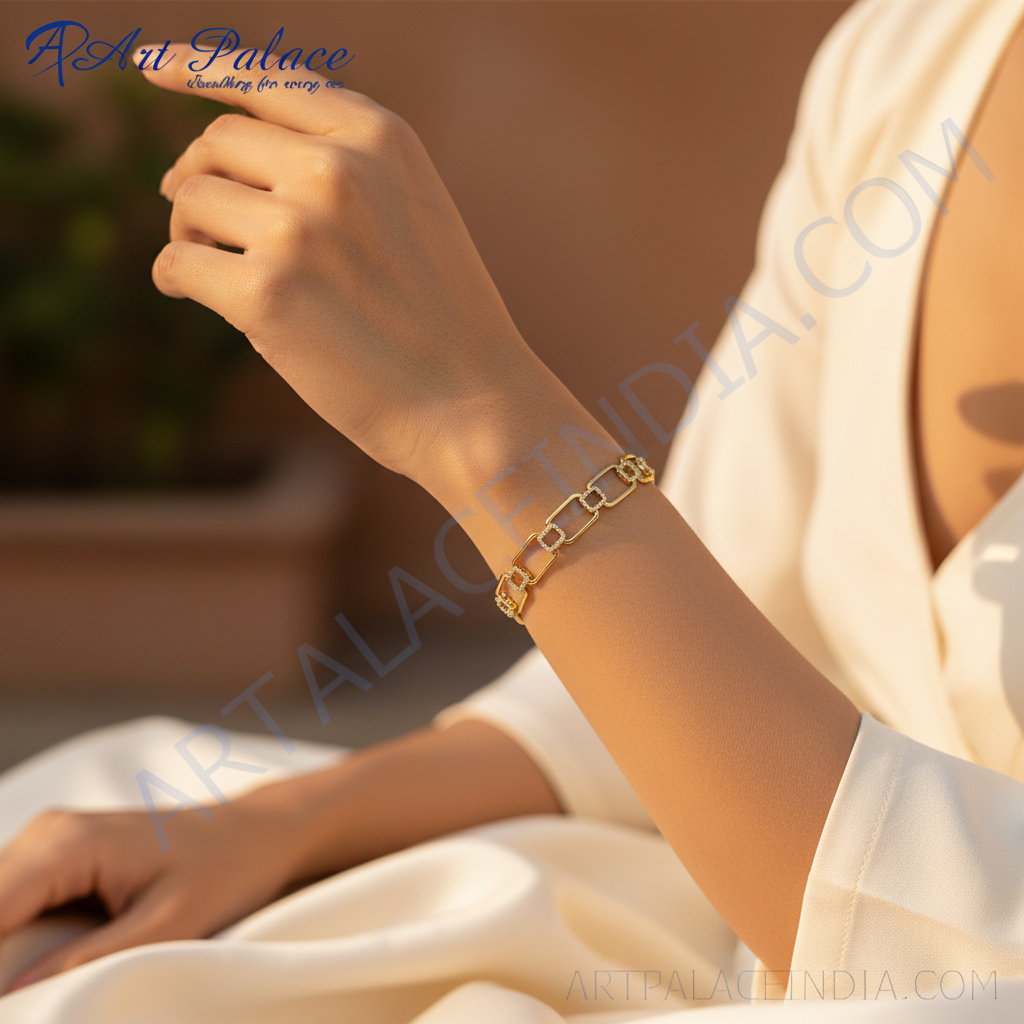 gold plating Rectangular Link Bracelet | gold plating Chain Jewelry