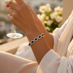 Load image into Gallery viewer, Pulsera de zafiro plateado | Pulsera de piedra ovalada | Joyería para mujer
