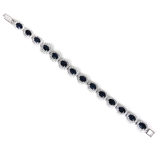 Stunning Sparkling Cubic Zirconia Gemstone Silver Bracelet - Elegant Jewelry