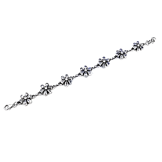 Graceful Cubic Zirconia Gemstone Silver Bracelet Floral Design Cz Bracelet Stylish Cz Bracelet