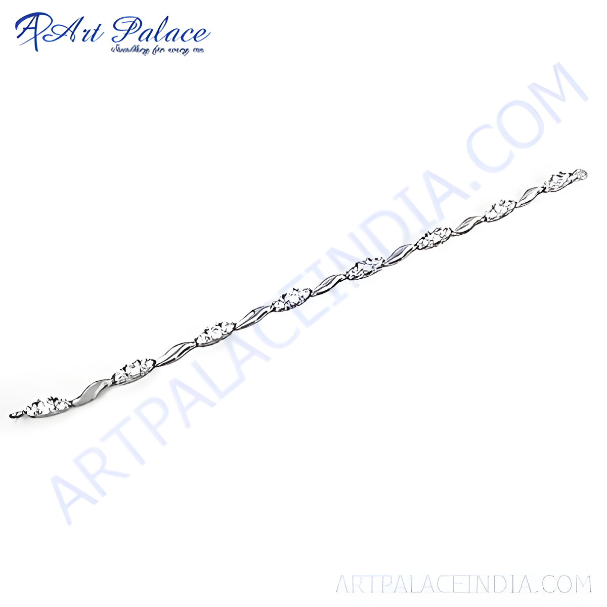 Silver chain bracelet with sparkling cubic zirconia stones, perfect for party wear and gifting