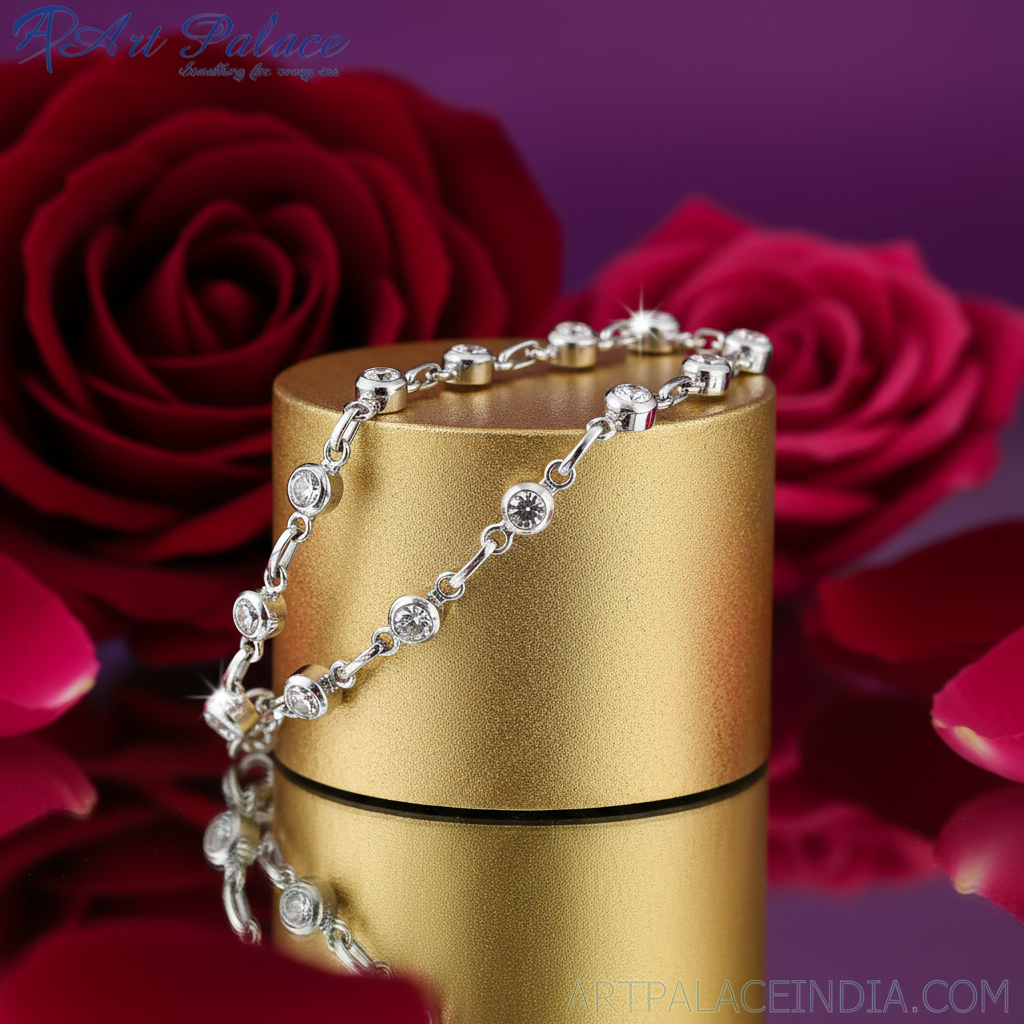 Silver Cubic Zirconia Bracelet for Women | Party Jewelry