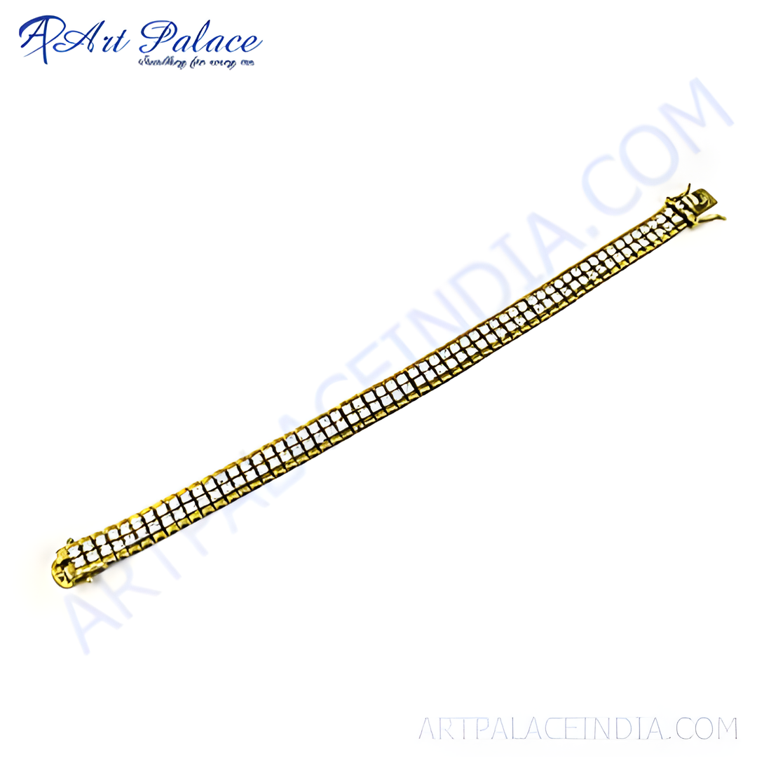 gold plating chain bracelet with sparkling crystals for women, a perfect jewelry gift.