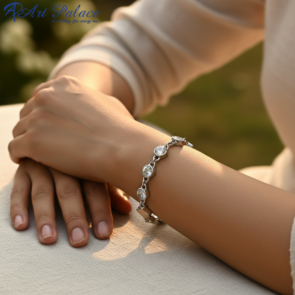 Silver Cubic Zirconia Bracelet | For Women | Fashion Jewelry