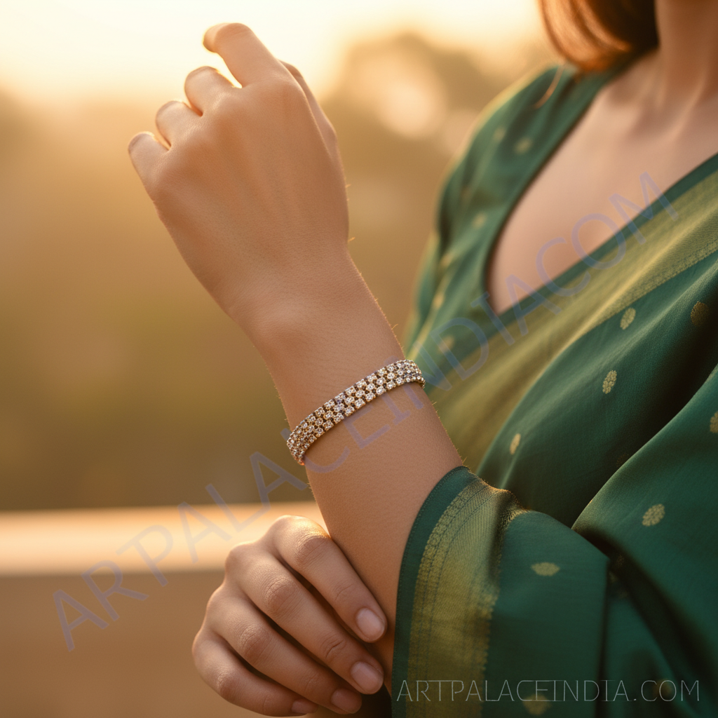 gold plating Tone Stone Studded Bracelet for Women | Gift Jewelry