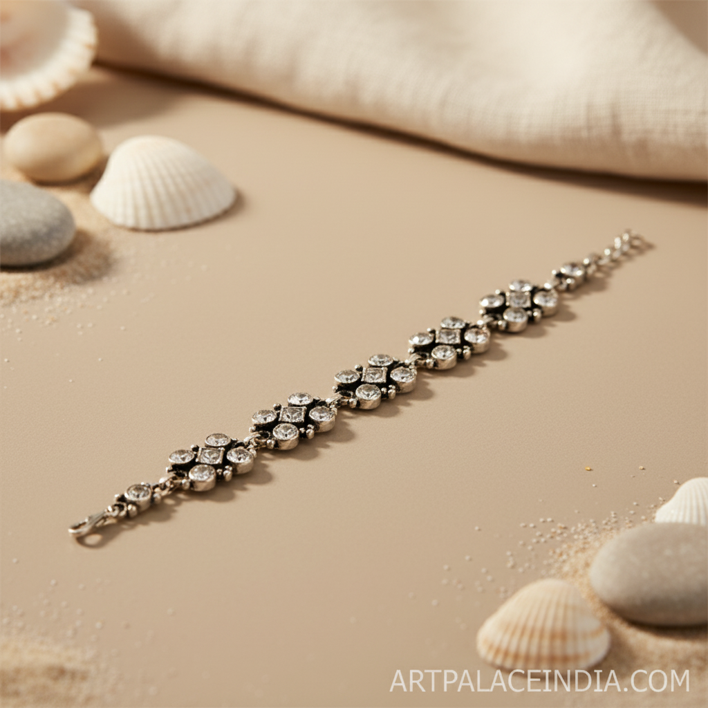 Silver Cubic Zirconia Bracelet for Women | Party Wear Jewelry