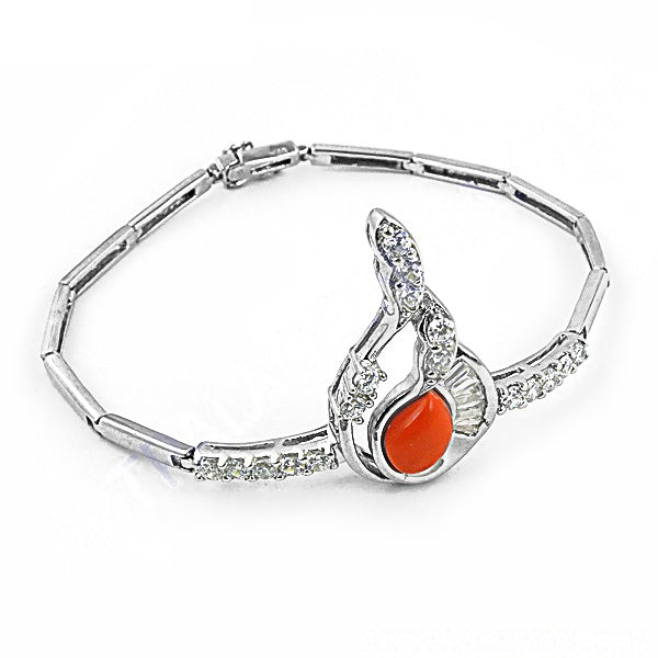 Silver Coral & Diamond Bracelet for Women | Fine Jewelry